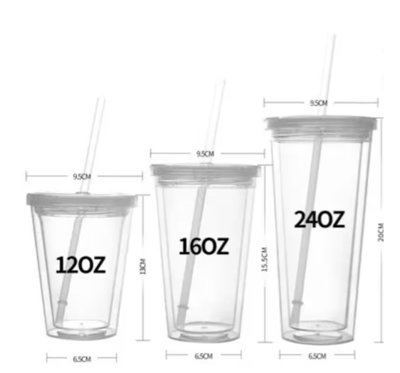 Pre - drilled snow globe Acrylic Tumblers - 3 sizes 12, 16 and 24oz - Stand Out Embroidery and Promotions