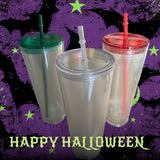 24oz Clear Double Wall Acrylic Tumblers GLOW IN THE DARK for snowglobe makers.